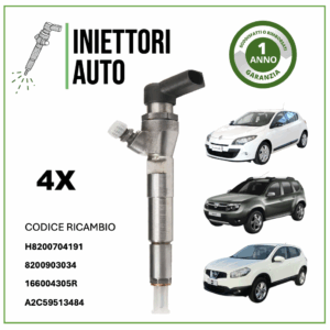 4 INIETTORI SIEMENS 1.5 DCI - cod. H8200704191 - 8200903034 - RENAULT - NISSAN - DACIA